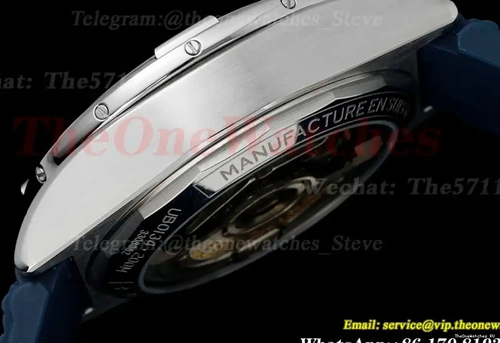 TF B01 A7750 Rubber Dial Strap on Rouleaux Blue 42MM Chronomat 0616